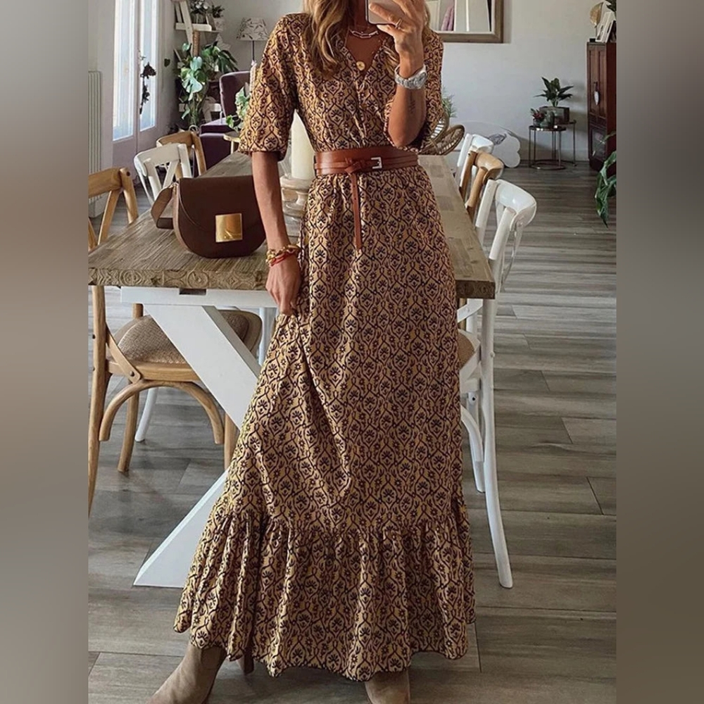 Spring Summer Maxi Dress (No Belt)